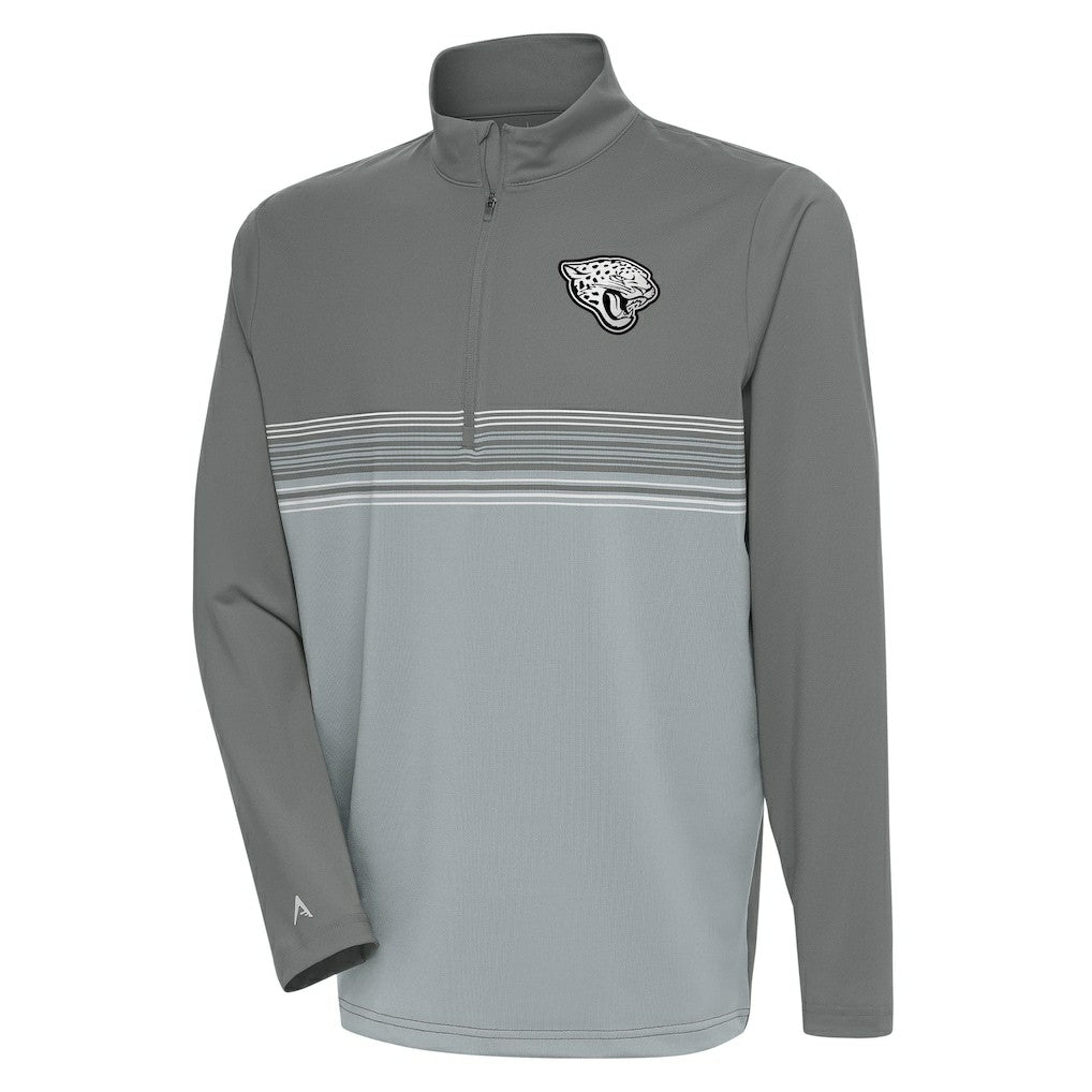 Jacksonville Jaguars Antigua Metallic Logo Pace Quarter-Zip Pullover Top - Steel Pullover