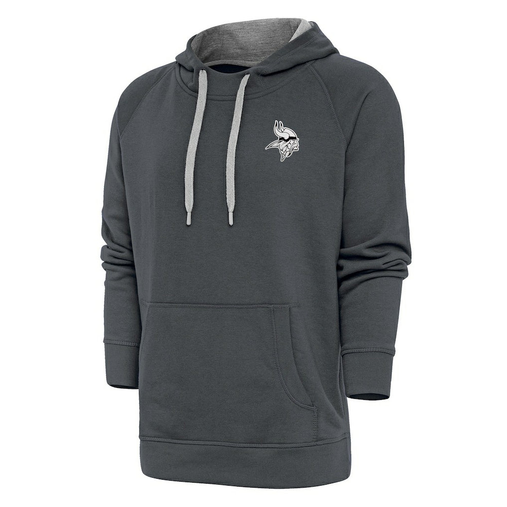 Minnesota Vikings Antigua Metallic Logo Victory Pullover Hoodie - Charcoal Hoodies