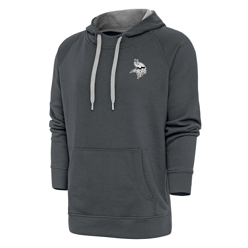 Minnesota Vikings Antigua Metallic Logo Victory Pullover Hoodie - Charcoal Hoodies