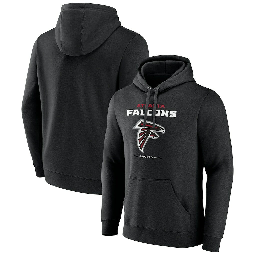 Atlanta Falcons Logo Team Lockup Fitted Pullover Hoodie - Black Hoodies