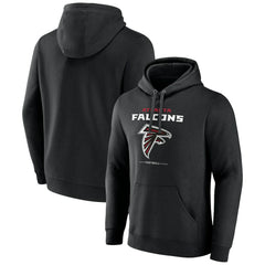 Atlanta Falcons Logo Team Lockup Fitted Pullover Hoodie - Black Hoodies