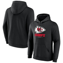 Kansas City Chiefs Logo Team Lockup Fitted Pullover Hoodie - Black Hoodies
