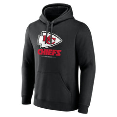 Kansas City Chiefs Logo Team Lockup Fitted Pullover Hoodie - Black Hoodies