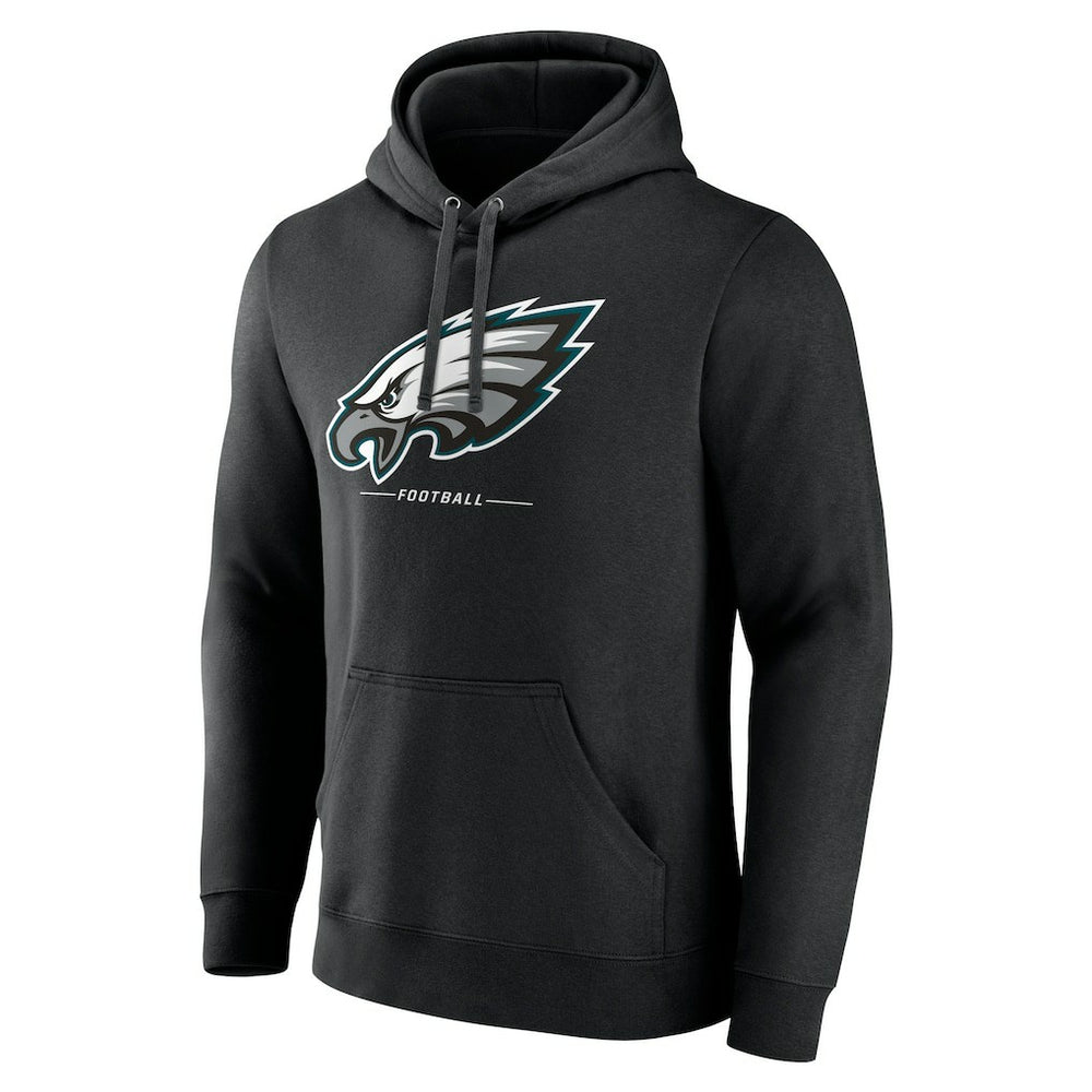 Philadelphia Eagles Logo Team Lockup Fitted Pullover Hoodie - Black Hoodies