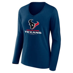 Houston Texans Women's Logo Team Lockup Long Sleeve V-Neck T-Shirt - Navy T-shirts