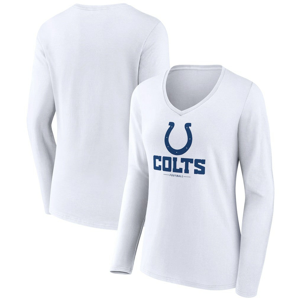 Indianapolis Colts Women's Logo Team Lockup Long Sleeve V-Neck T-Shirt - White T-shirts