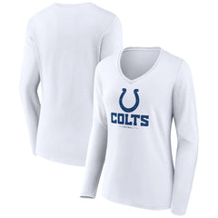 Indianapolis Colts Women's Logo Team Lockup Long Sleeve V-Neck T-Shirt - White T-shirts
