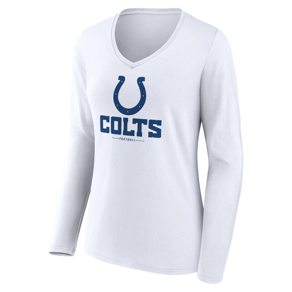 Indianapolis Colts Women's Logo Team Lockup Long Sleeve V-Neck T-Shirt - White T-shirts