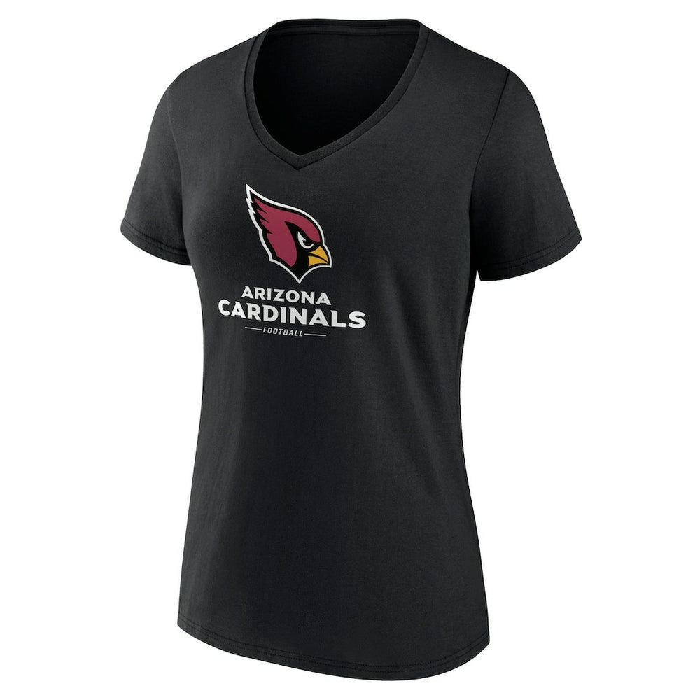Arizona Cardinals Women's Logo Team Lockup V-Neck T-Shirt - Black T-shirts
