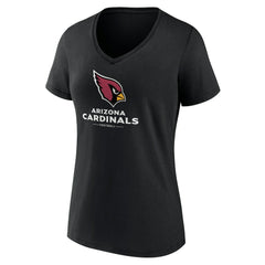 Arizona Cardinals Women's Logo Team Lockup V-Neck T-Shirt - Black T-shirts