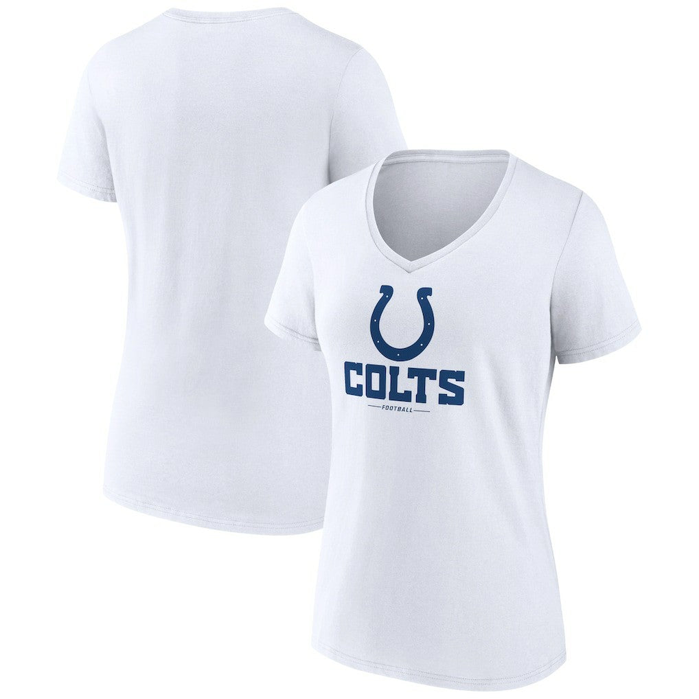 Indianapolis Colts Women's Logo Team Lockup V-Neck T-Shirt - White T-shirts