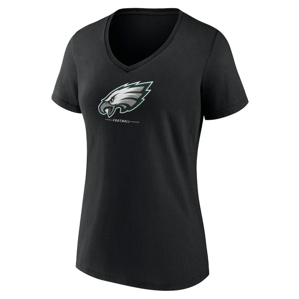 Philadelphia Eagles Women's Logo Team Lockup V-Neck T-Shirt - Black T-shirts