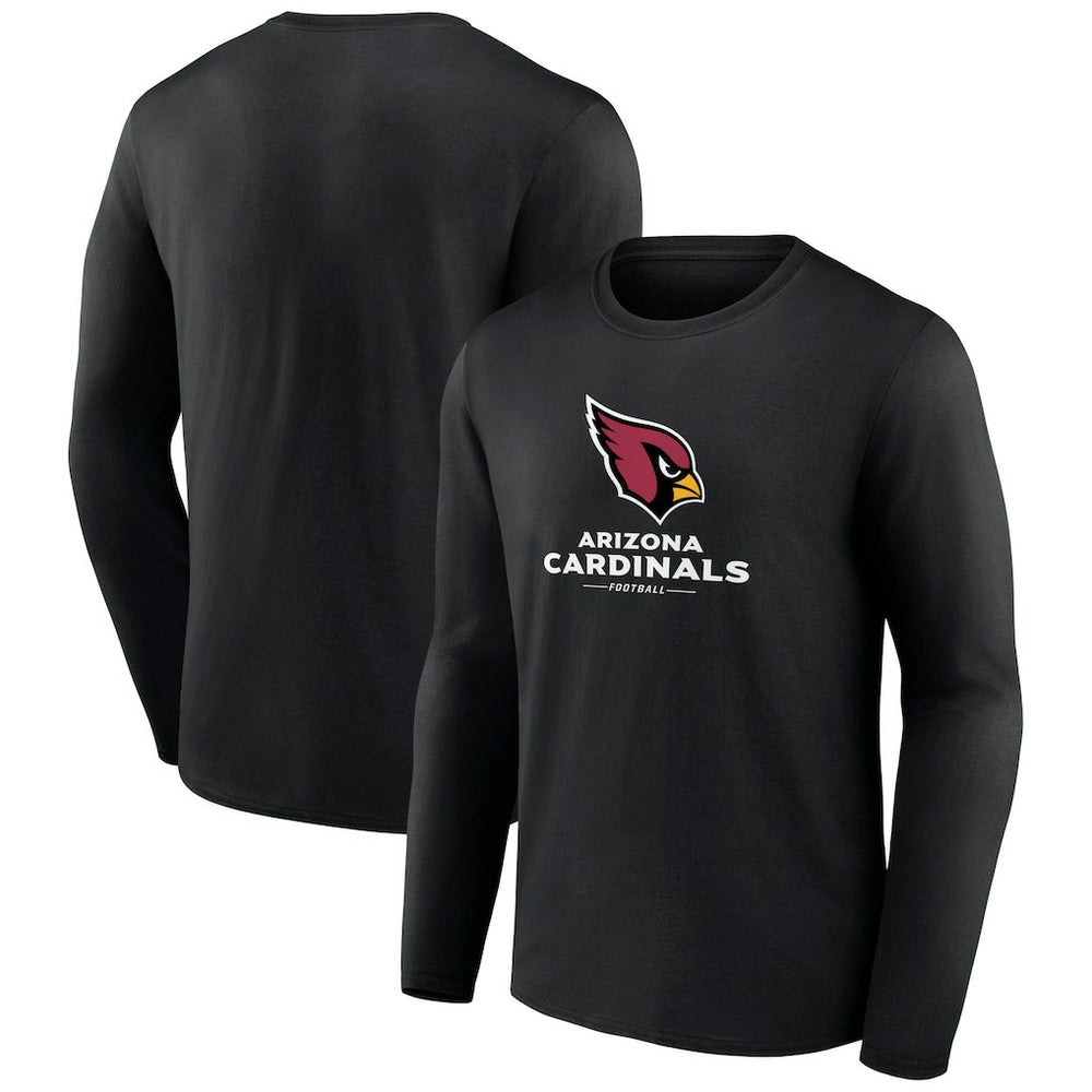 Arizona Cardinals Logo Team Lockup Long Sleeve T-Shirt - Black T-shirts