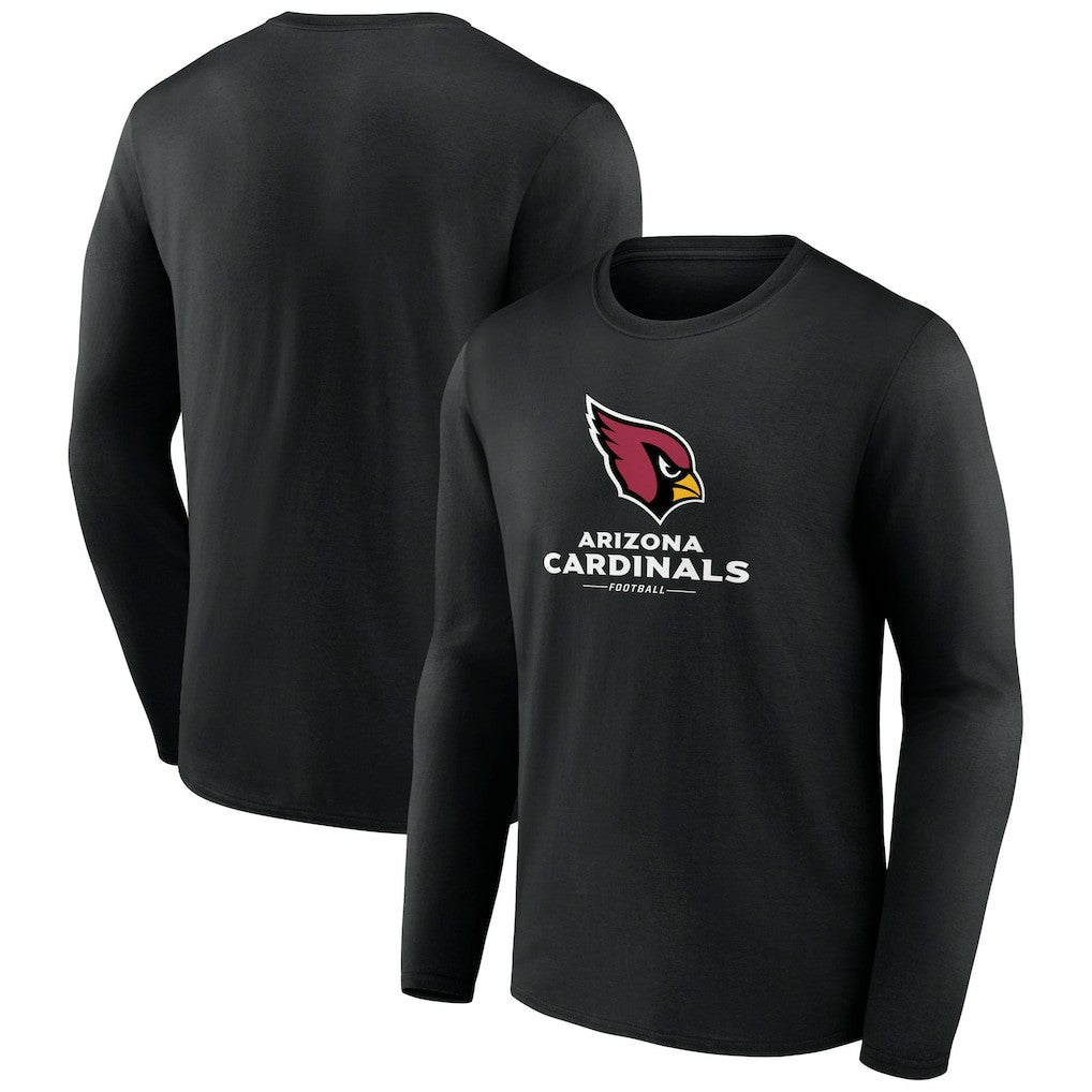 Arizona Cardinals Logo Team Lockup Long Sleeve T-Shirt - Black T-shirts