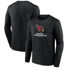 Arizona Cardinals Logo Team Lockup Long Sleeve T-Shirt - Black T-shirts