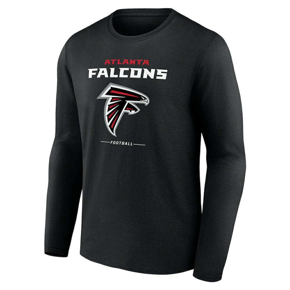 Atlanta Falcons Logo Team Lockup Long Sleeve T-Shirt - Black T-shirts