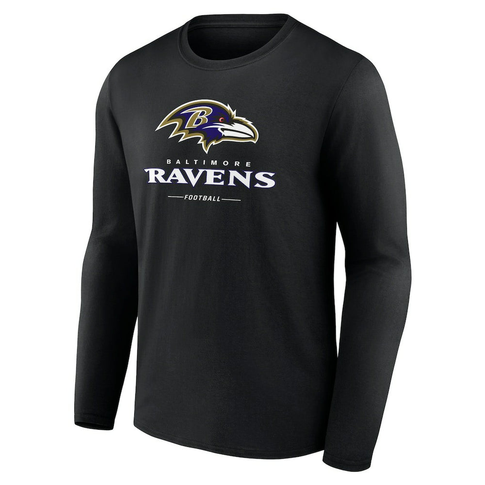 Baltimore Ravens Logo Team Lockup Long Sleeve T-Shirt - Black T-shirts
