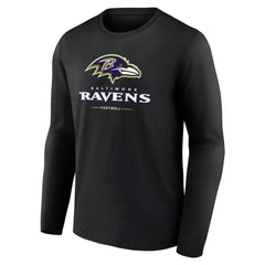 Baltimore Ravens Logo Team Lockup Long Sleeve T-Shirt - Black T-shirts