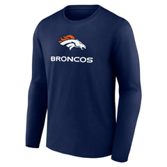 Denver Broncos Logo Team Lockup Long Sleeve T-Shirt - Navy T-shirts