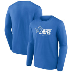 Detroit Lions Logo Team Lockup Long Sleeve T-Shirt - Blue T-shirts