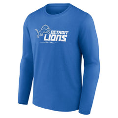 Detroit Lions Logo Team Lockup Long Sleeve T-Shirt - Blue T-shirts