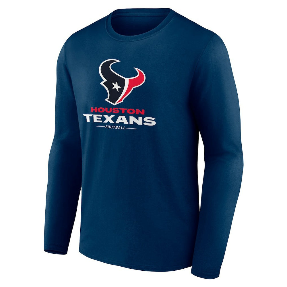 Houston Texans Logo Team Lockup Long Sleeve T-Shirt - Navy T-shirts