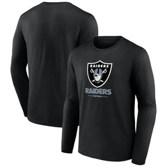 Las Vegas Raiders Logo Team Lockup Long Sleeve T-Shirt - Black T-shirts