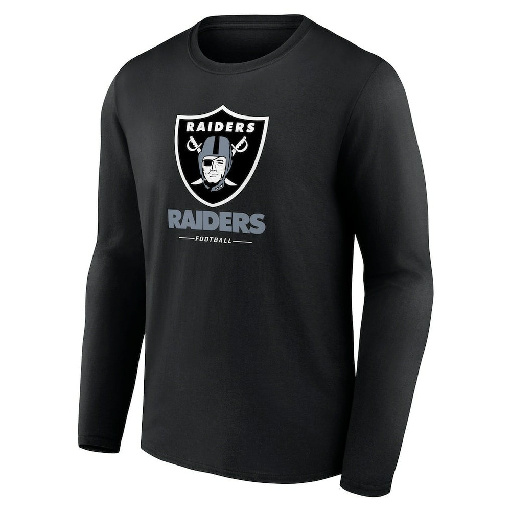 Las Vegas Raiders Logo Team Lockup Long Sleeve T-Shirt - Black T-shirts