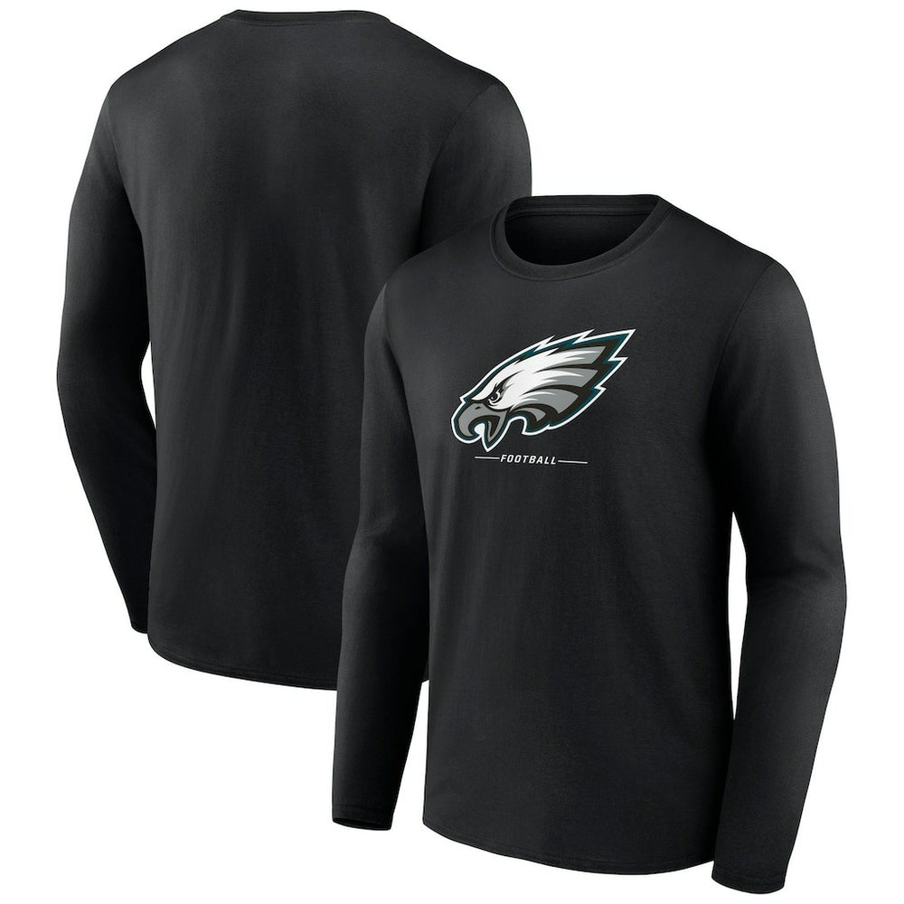 Philadelphia Eagles Logo Team Lockup Long Sleeve T-Shirt - Black T-shirts