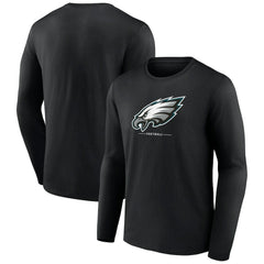 Philadelphia Eagles Logo Team Lockup Long Sleeve T-Shirt - Black T-shirts
