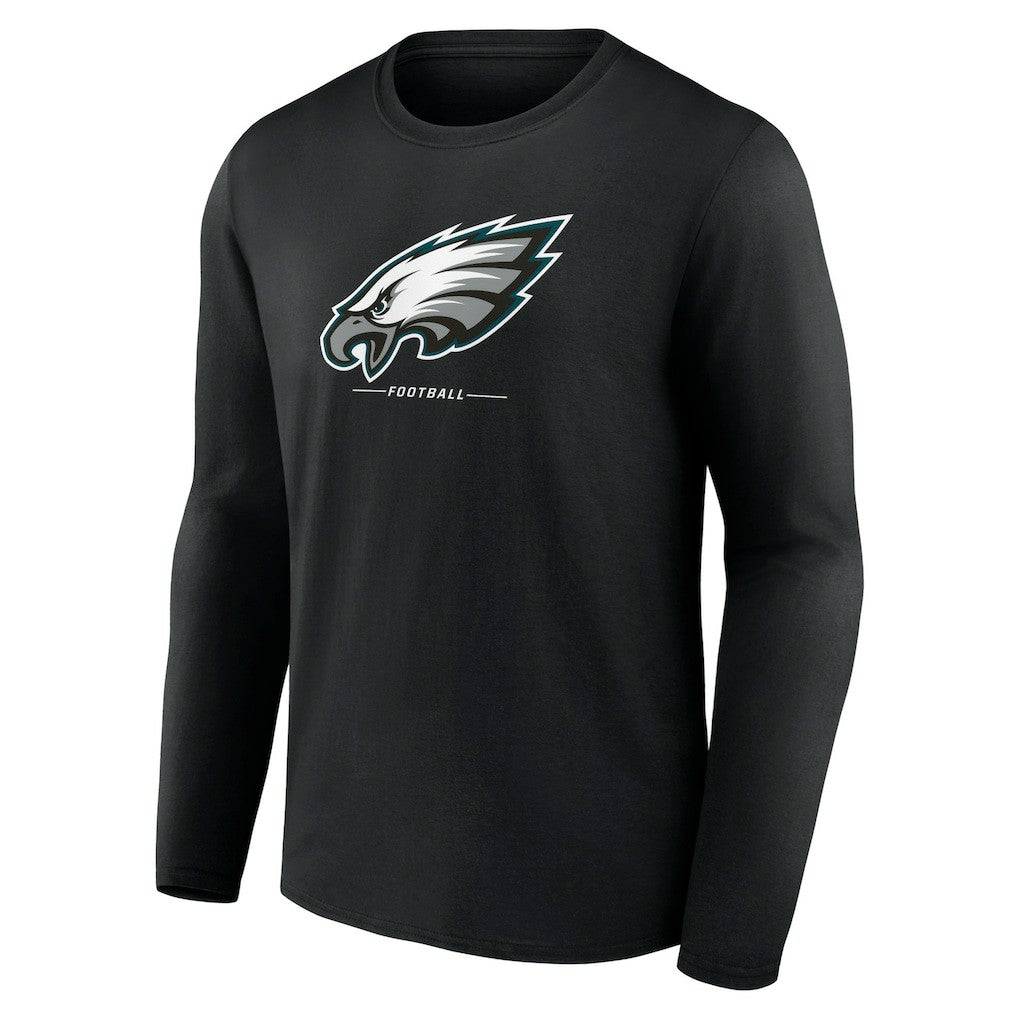 Philadelphia Eagles Logo Team Lockup Long Sleeve T-Shirt - Black T-shirts