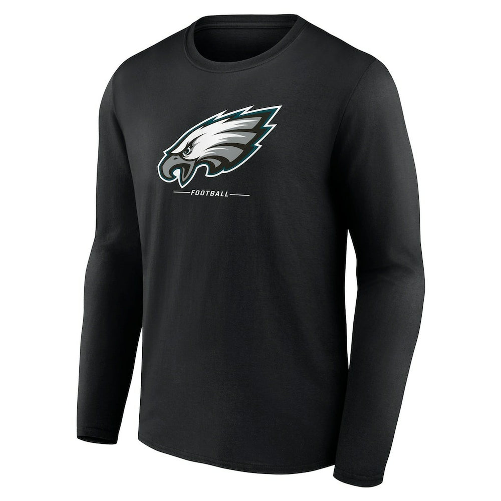 Philadelphia Eagles Logo Team Lockup Long Sleeve T-Shirt - Black T-shirts