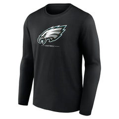 Philadelphia Eagles Logo Team Lockup Long Sleeve T-Shirt - Black T-shirts