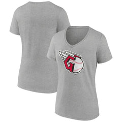 Cleveland Guardians Women's Official Logo V-Neck T-Shirt - Gray T-shirts