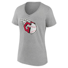 Cleveland Guardians Women's Official Logo V-Neck T-Shirt - Gray T-shirts