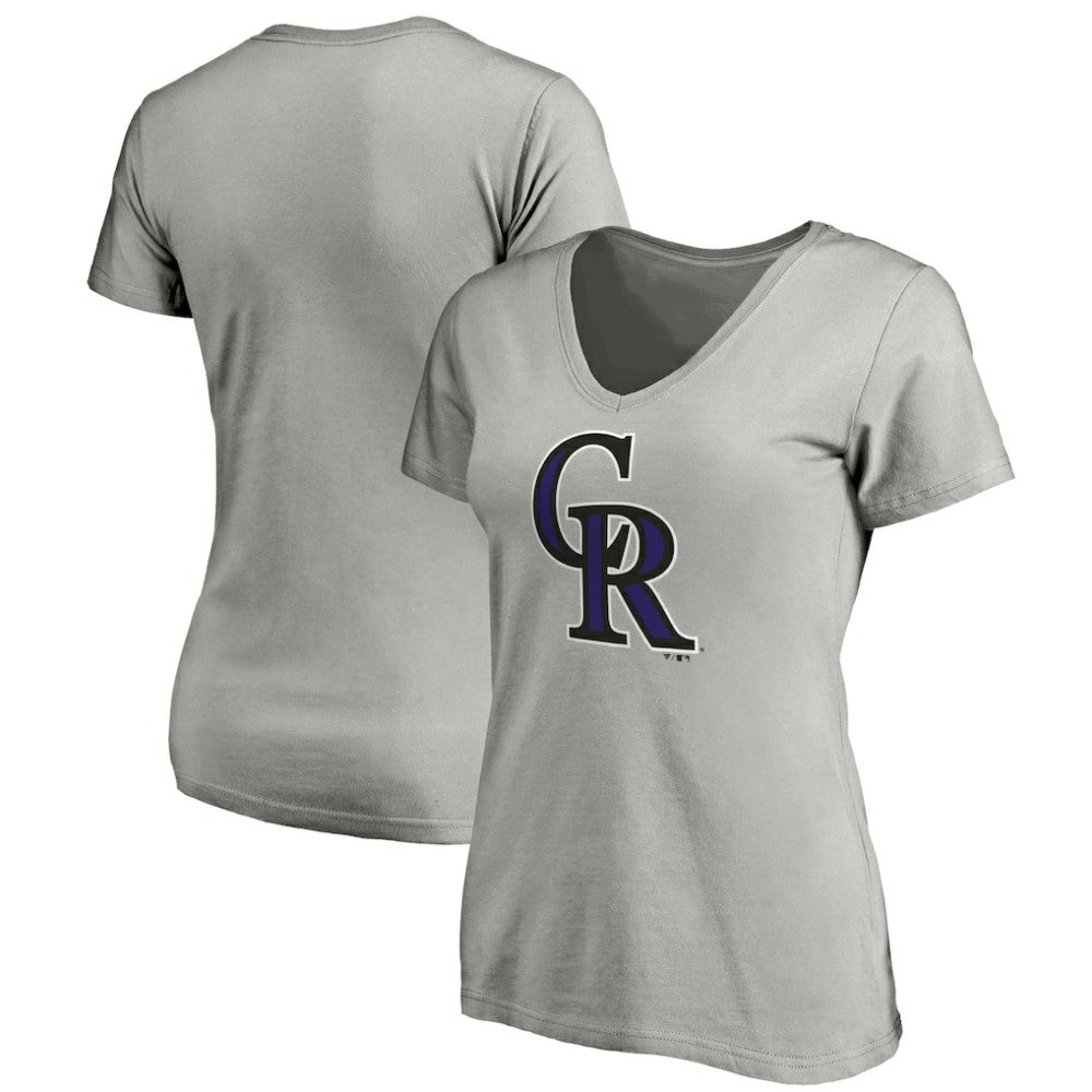 Colorado Rockies Women's Official Logo V-Neck T-Shirt - Gray T-shirts