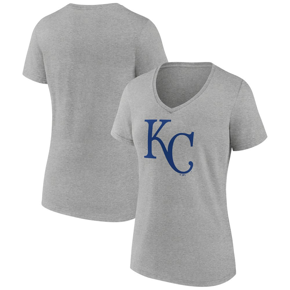 Kansas City Royals Women's Official Logo V-Neck T-Shirt - Gray T-shirts