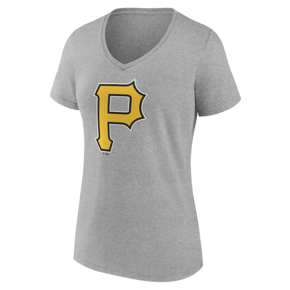 Pittsburgh Pirates Women's Official Logo V-Neck T-Shirt - Gray T-shirts