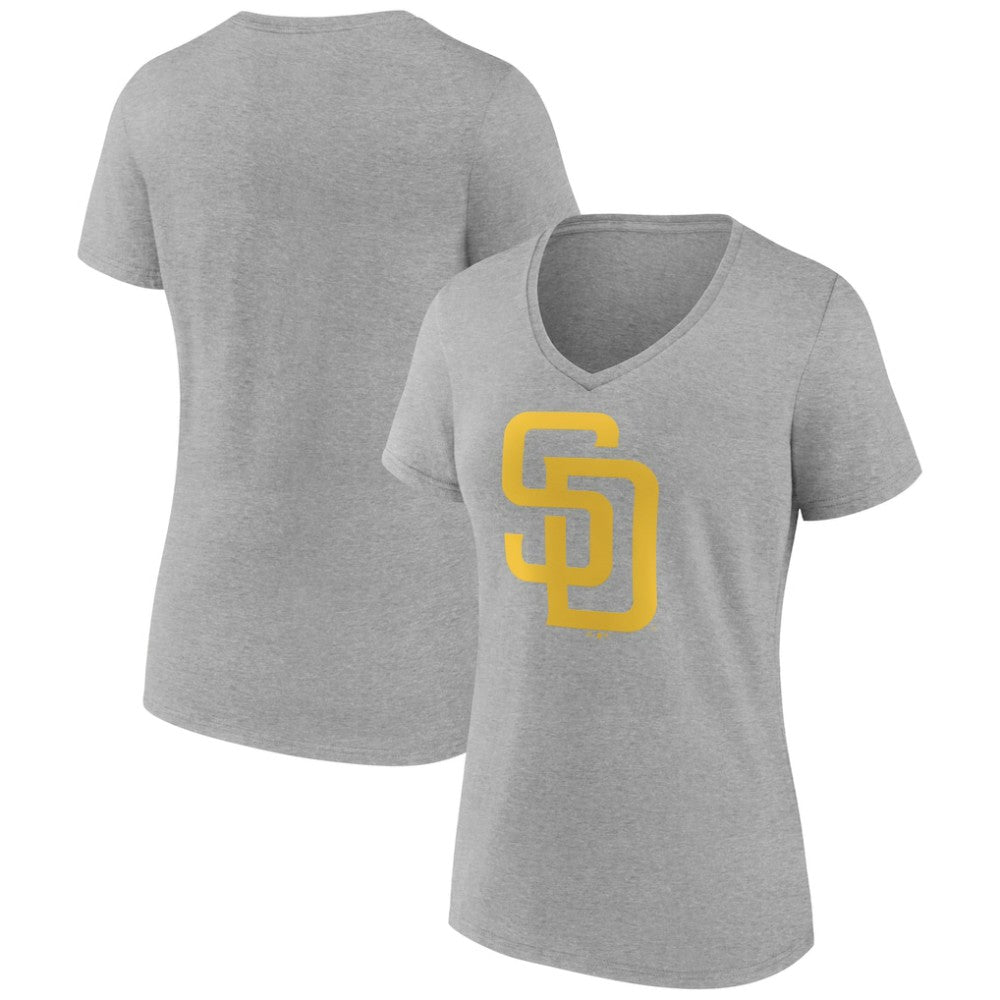 San Diego Padres Women's Official Logo V-Neck T-Shirt - Gray T-shirts