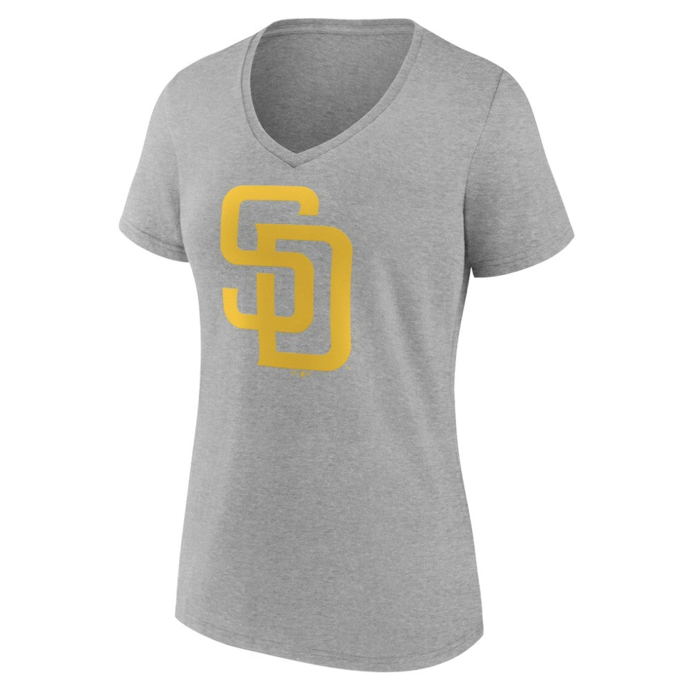 San Diego Padres Women's Official Logo V-Neck T-Shirt - Gray T-shirts