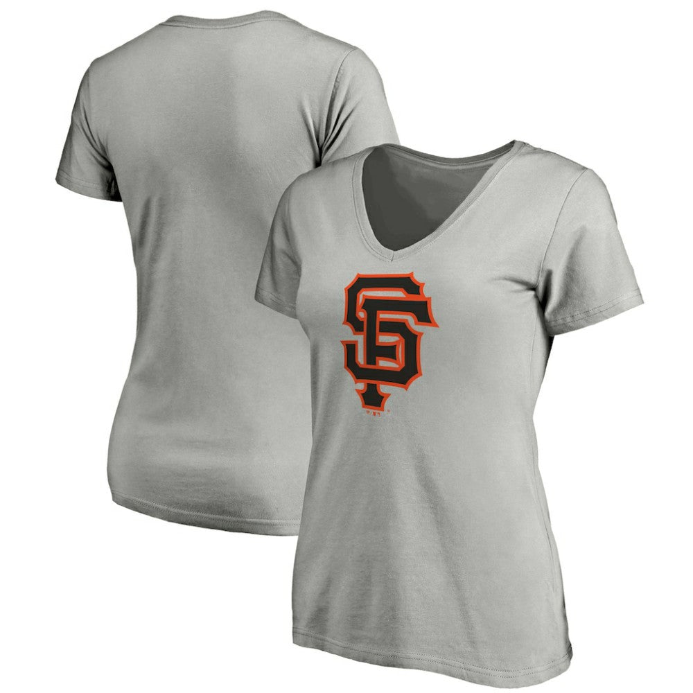 San Francisco Giants Women's Official Logo V-Neck T-Shirt - Gray T-shirts