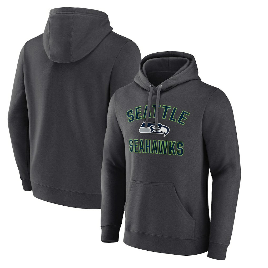 Seattle Seahawks Victory Arch Fitted Pullover Hoodie - Charcoal Hoodies
