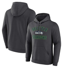 Seattle Seahawks Victory Arch Fitted Pullover Hoodie - Charcoal Hoodies