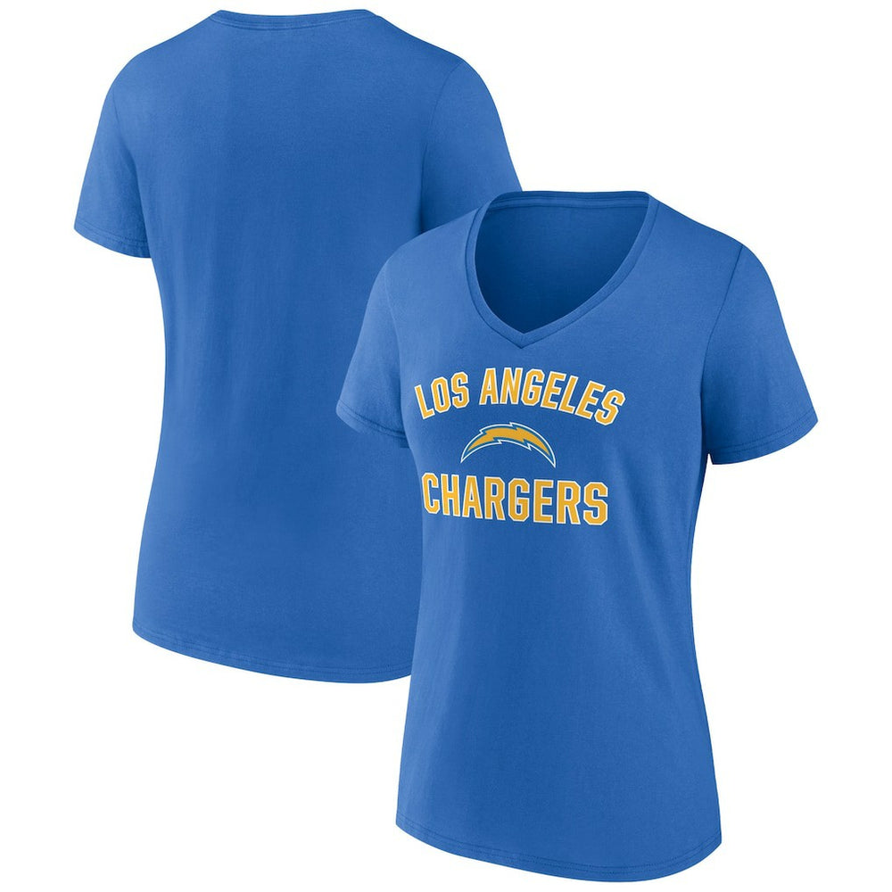 Los Angeles Chargers Women's Victory Arch Team V-Neck T-Shirt - Powder Blue T-shirts