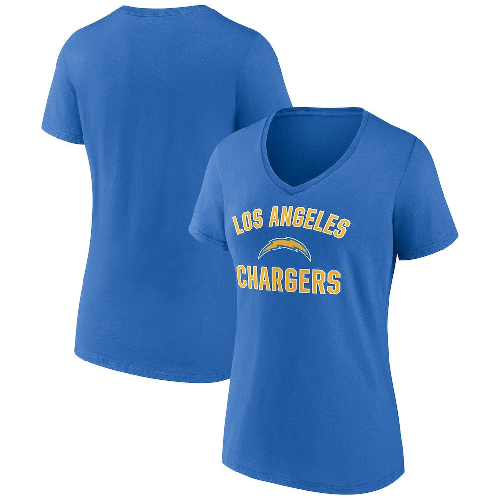 Los Angeles Chargers Women's Victory Arch Team V-Neck T-Shirt - Powder Blue T-shirts