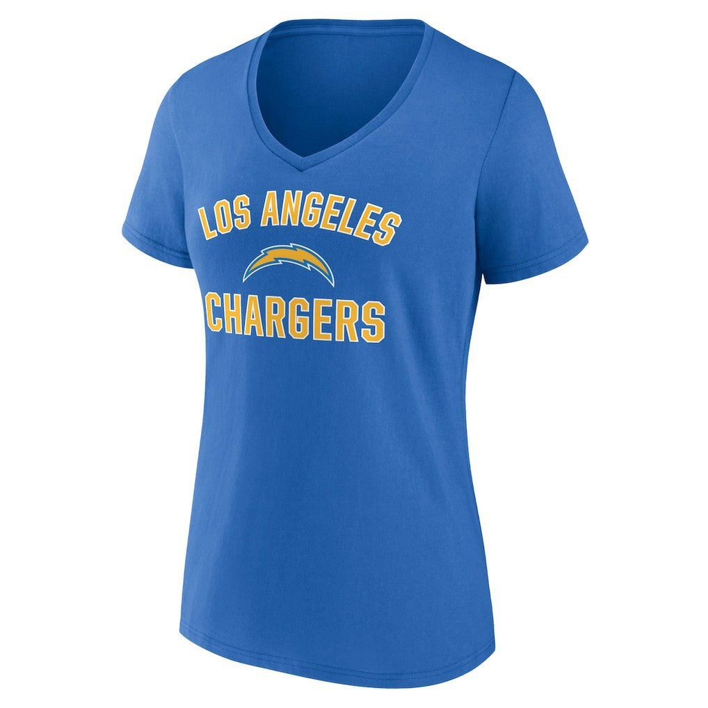 Los Angeles Chargers Women's Victory Arch Team V-Neck T-Shirt - Powder Blue T-shirts