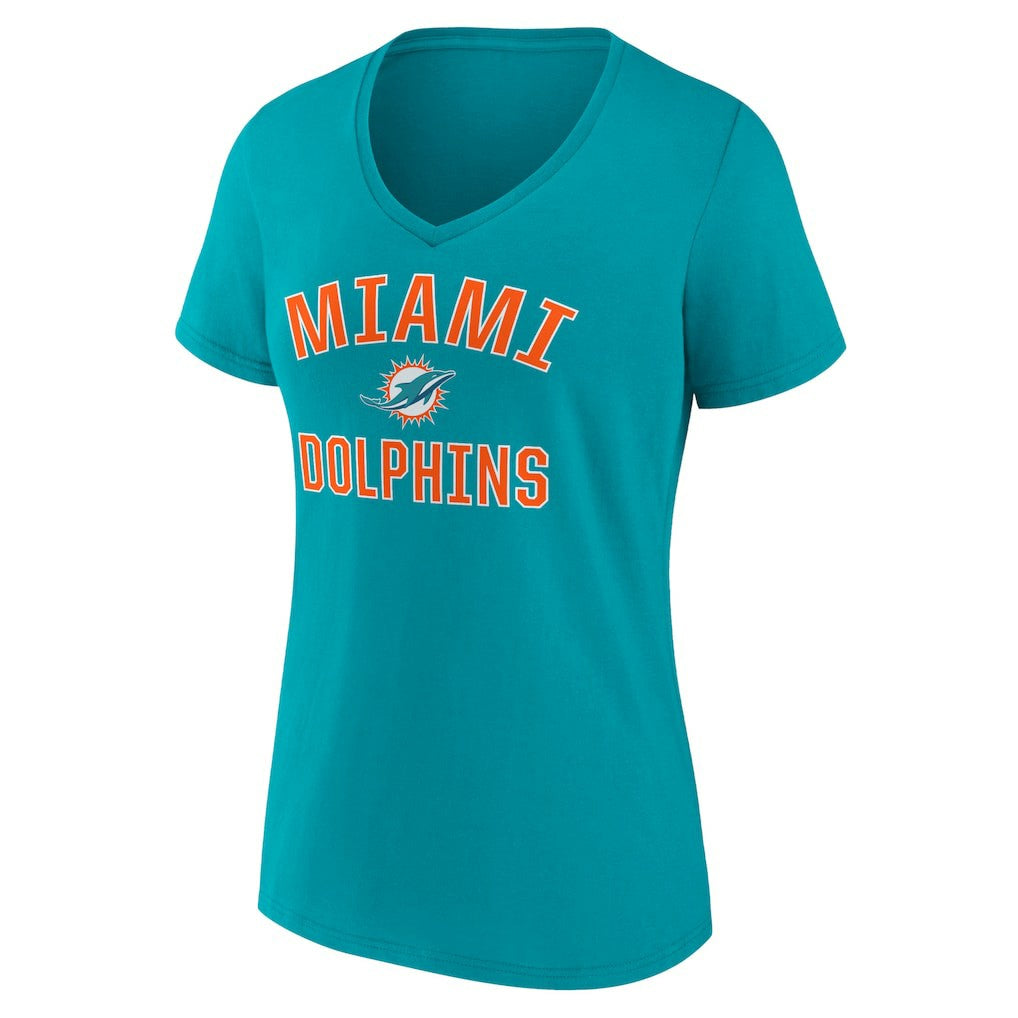 Miami Dolphins Women's Victory Arch Team V-Neck T-Shirt - Aqua T-shirts
