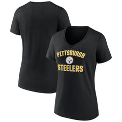 Pittsburgh Steelers Women's Victory Arch Team V-Neck T-Shirt - Black T-shirts