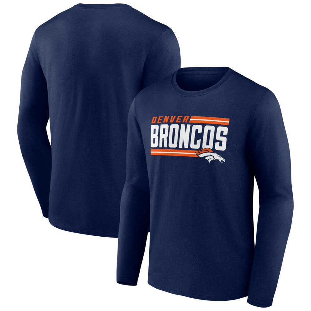 Denver Broncos On Side Stripe Team Long Sleeve T-Shirt - Navy T-shirts