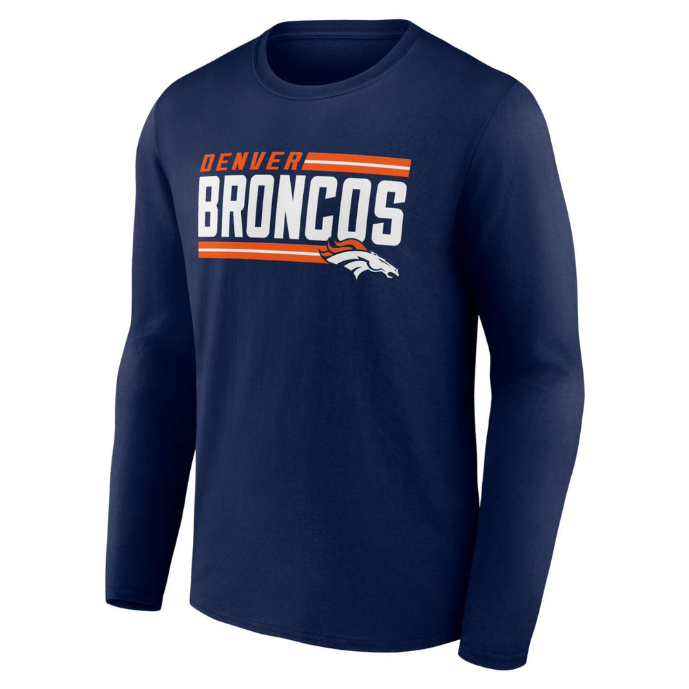 Denver Broncos On Side Stripe Team Long Sleeve T-Shirt - Navy T-shirts